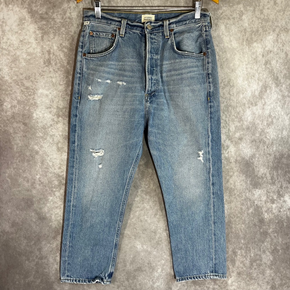 Citizens of Humanity The Ponyboy Jean Womens 27 Blue Distressed Relaxed Straight
